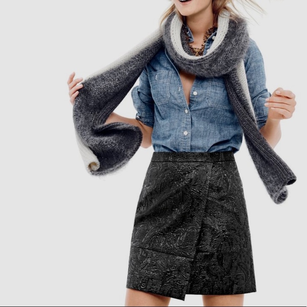 J. Crew Origami Textured Black Skirt size 10
